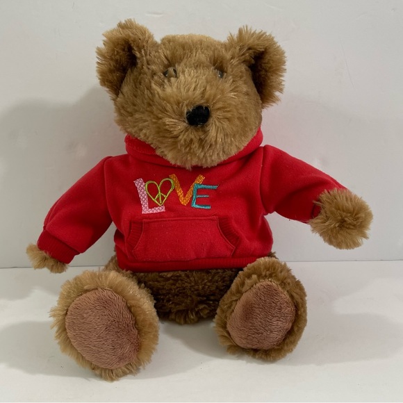 DanDee Collector’s Choice Plush Brown Bear Love Red Sweatshirt 10.5” - Picture 1 of 6